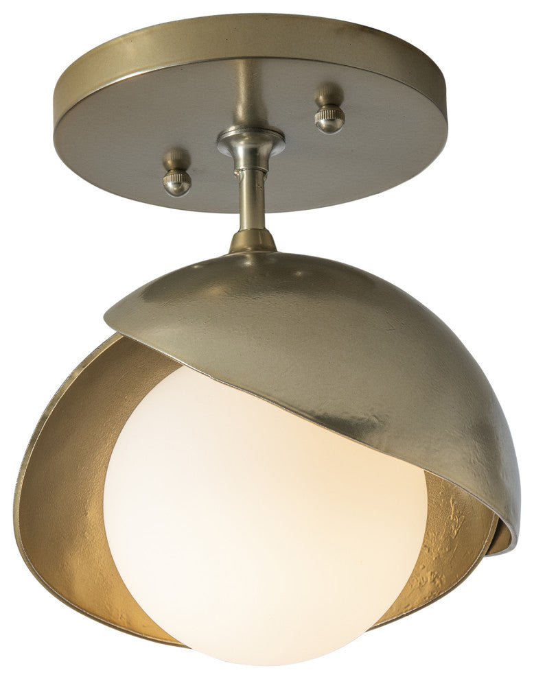 Brooklyn 1-Light Double Shade Semi-Flush, Modern Brass, Modern Brass Accents