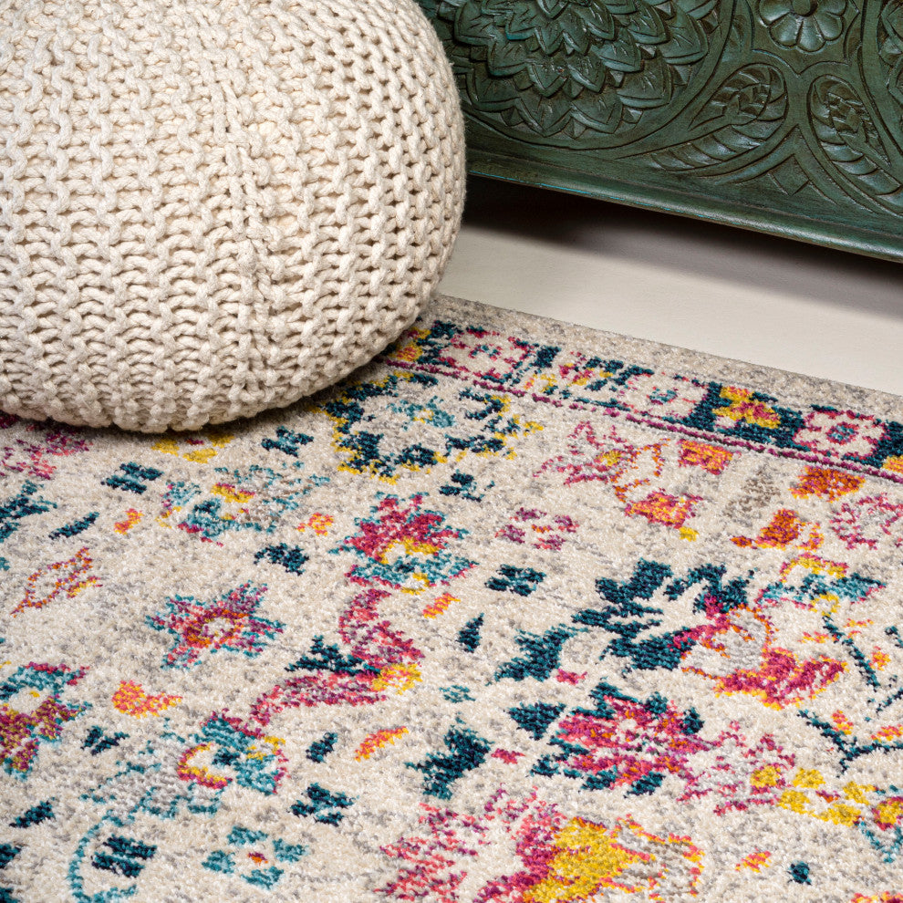 Modern Persian Boho Floral Beige/Multi 4 ft. x 6 ft. Area Rug