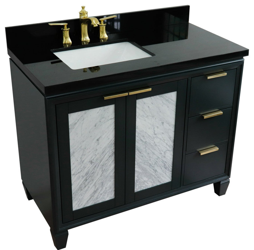 43" Single Vanity, Dark Gray Finish With Black Galaxy