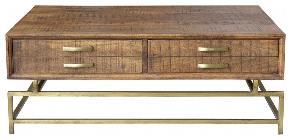 Brown and Gold Storage Coffee Table