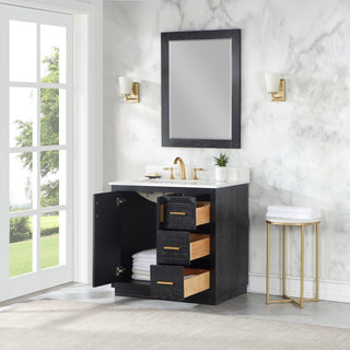 Altair Gazsi Black Oak Bathroom Vanity Set, 36", With Mirror