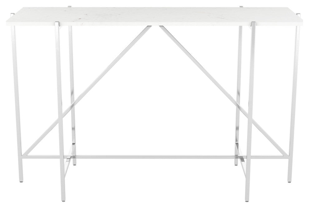 Titan Marble Console Table White & Silver