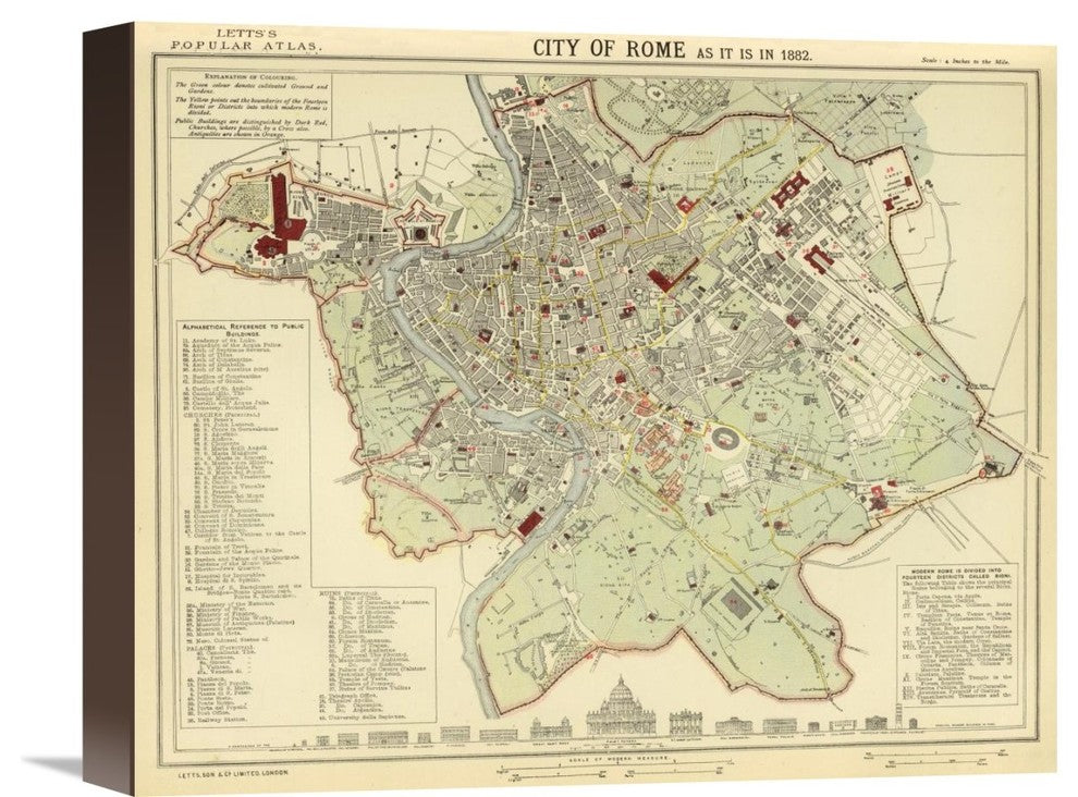 "Rome, 1883" Stretched Canvas Giclee by Letts Son and Co., 16"x13"