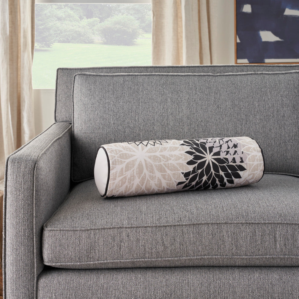 Mina Victory ALH05 Throw Pillow, Black/White, 6" x 20"