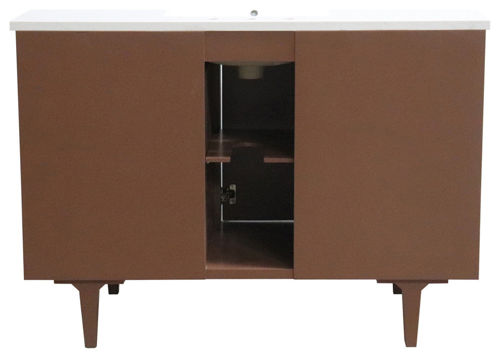 49" Single Sink Vanity, Dark Cherry With Engineered Stone Top