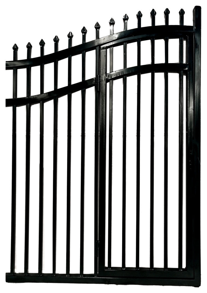 Aleko VIENNA Style 12' Steel Dual Swinging Driveway Gate With Pedestrian Gate