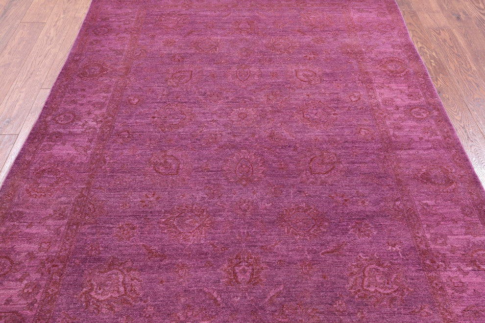Overdyed Full Pile Hand-Knotted Wool Rug 5' 5" X 7' 9" - Q12722