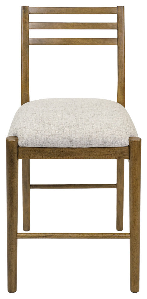 Two Wood Modern Counter Height Kitchen Chairs, Set of 2, Brown