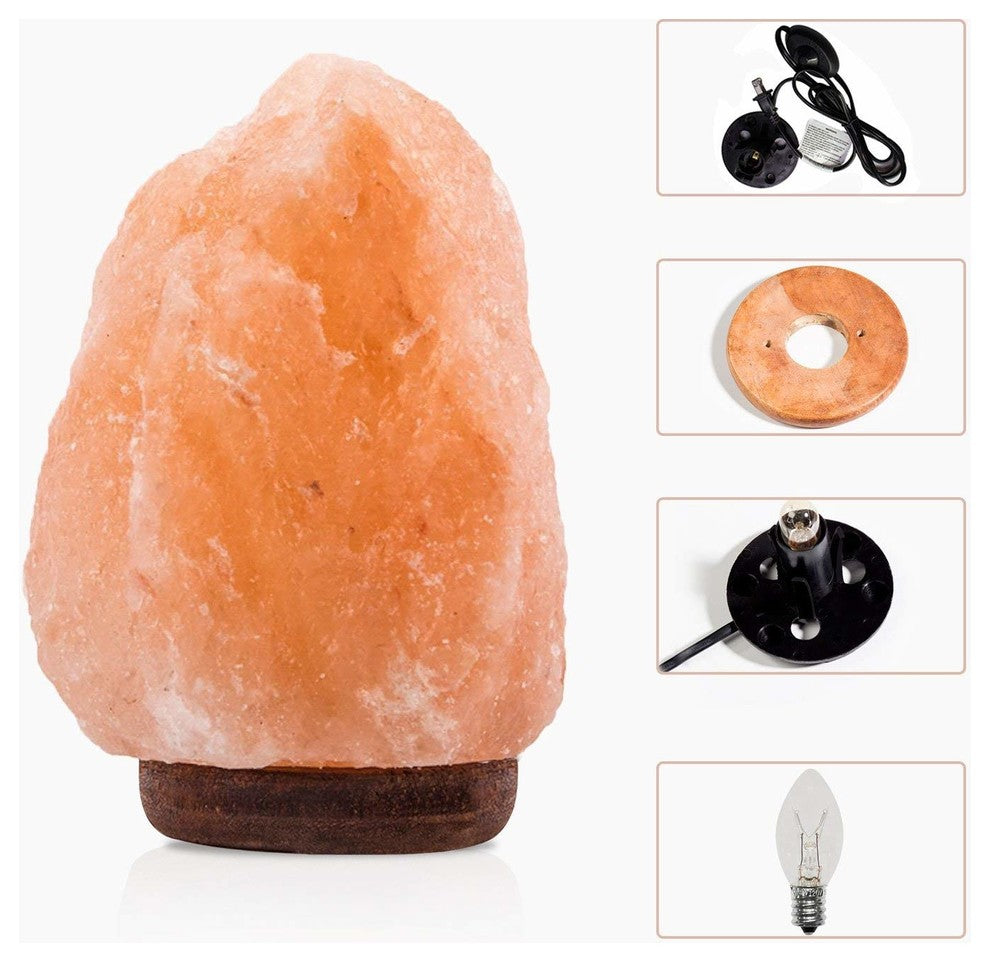WBM Salt Lamp With Dimmer Switch and Neem Wooden Base, 3-5 lbs