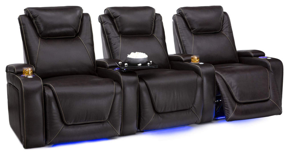 Seatcraft Pantheon Home Theater Seating, Brown, Row of 3
