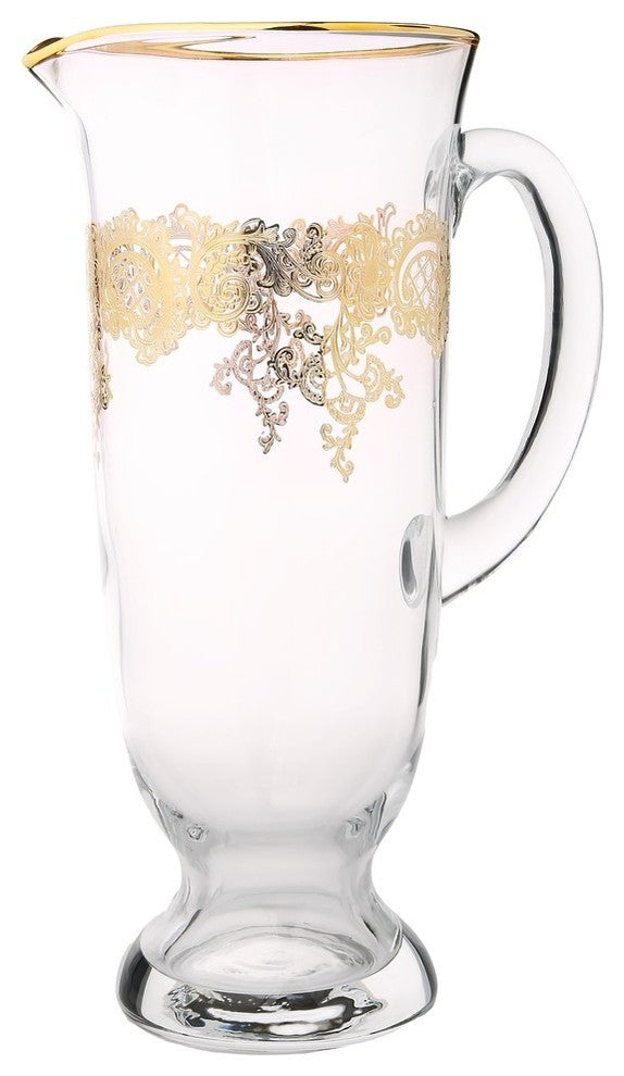 Classic Touch Water Pitcher with Gold Design