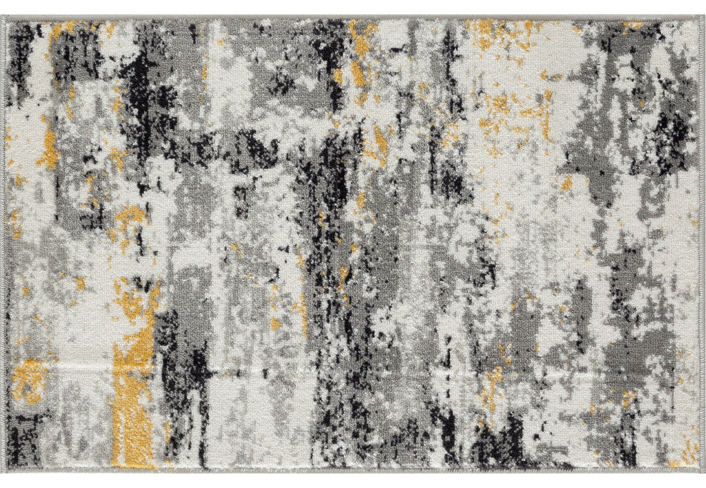 Gerhart Contemporary Abstract Yellow/Gray Scatter Mat Rug, 2''x3''