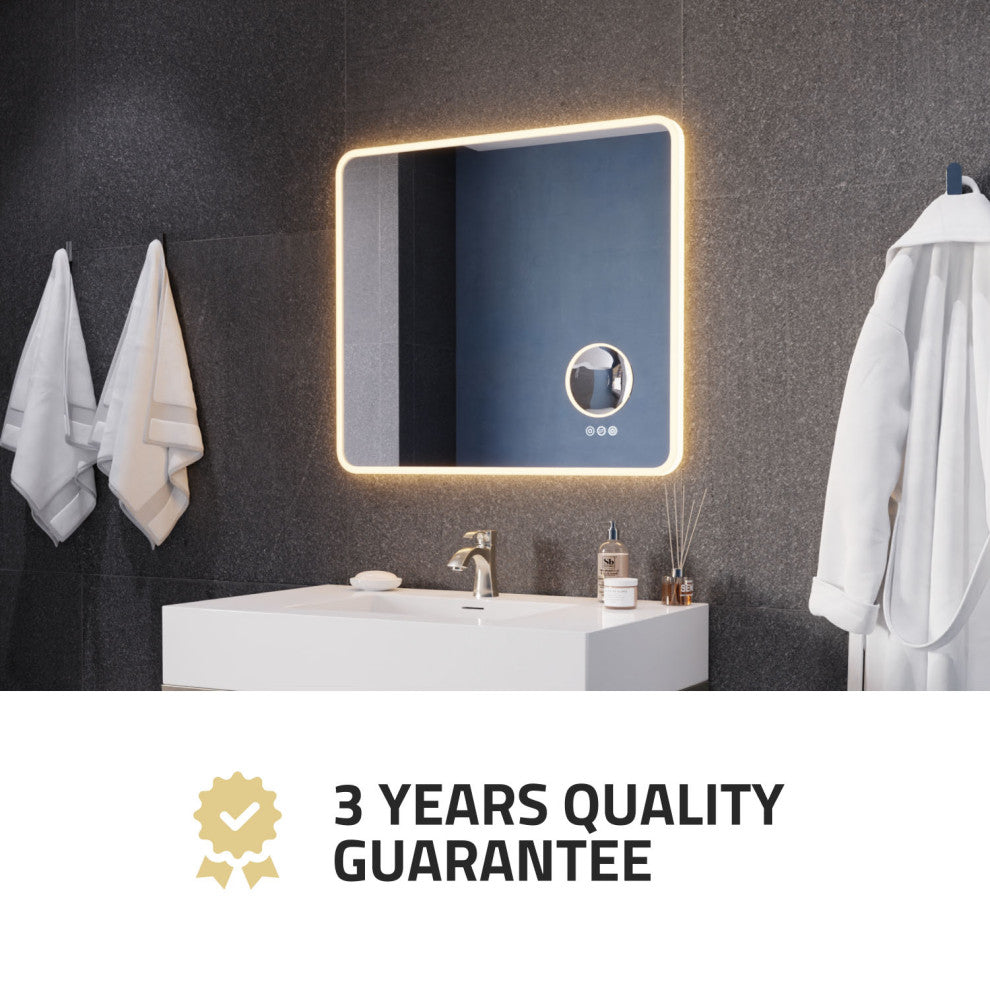 ANZZI 27" x 31" LED Front/Back Light Magnifying Bathroom Mirror WithDefogger