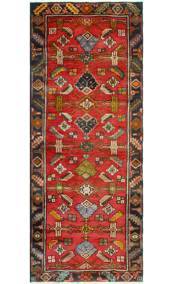 Fine Vintage Distressed Marlayne Rust/Charcoal Runner, 3'5 x 9'0