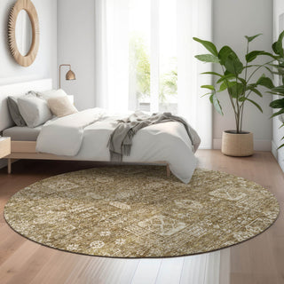 Premium Machine Washable Mayfield AMF637 Brown 8' x 8' Round Rug