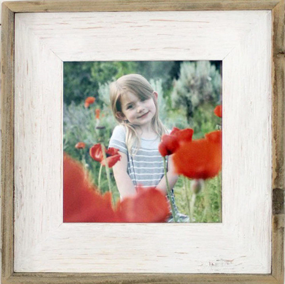 White Barnwood Picture Frame, Lighthouse Whitewash, 6"x6"
