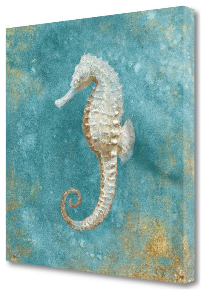 20" Majestic Seahorse in the Deep Blue Giclee Wrap Canvas Wall Art
