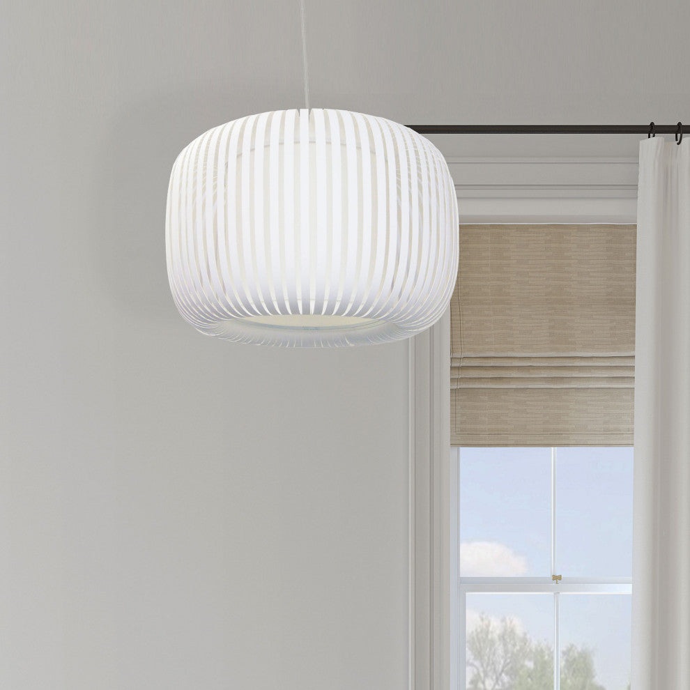 1-Light Pendant Slit Shade Linda White White