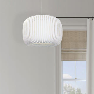 1-Light Pendant Slit Shade Linda White White