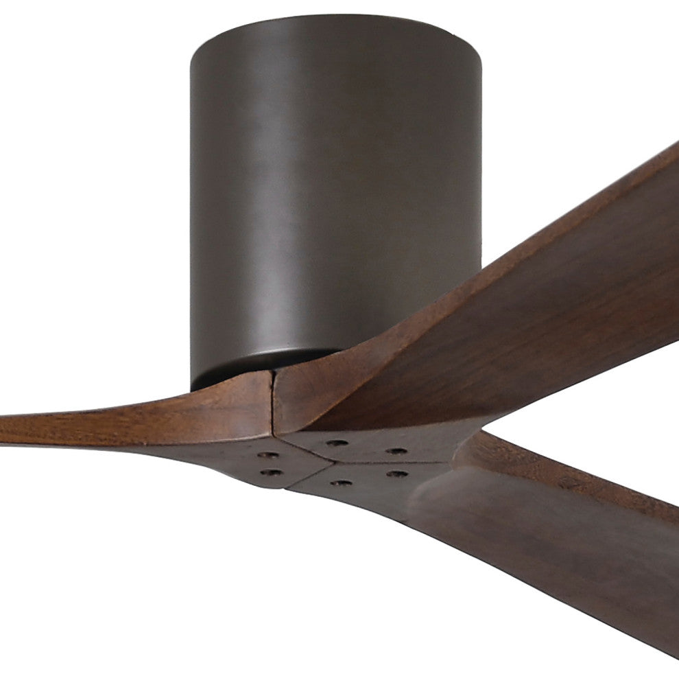 Irene-3 60" Hugger Ceiling Fan, Textured Bronze With Walnut Blades