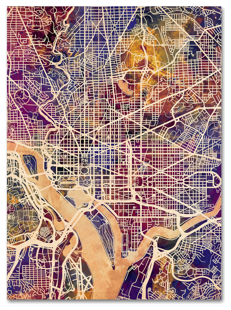Michael Tompsett 'Washington DC Street Map 2' Canvas Art, 24"x18"