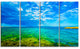 "Picturesque Green Blue Seashore" Modern Seascape Wall Art, 4 Panels, 48"x28"