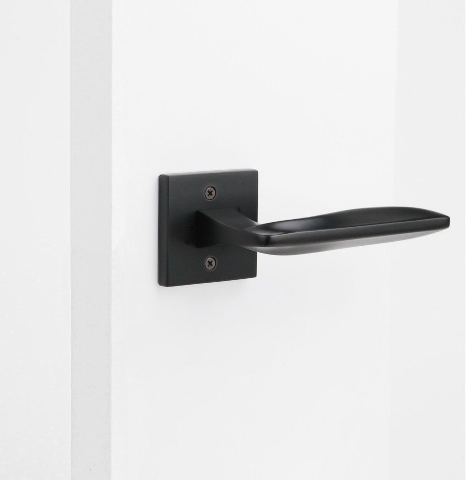 Modern Heavy Duty Designer Interior Door Lever - Canal Collection, Matte Black, Double Dummy