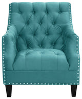 Norway Tufted Accent Chair with Nailhead Trim, Teal