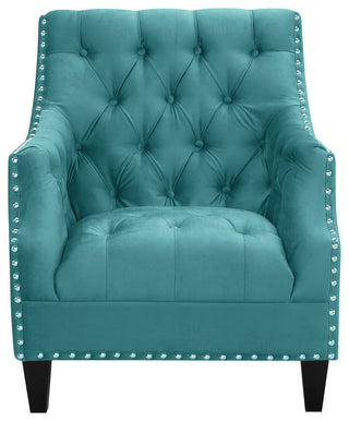 Norway Tufted Accent Chair with Nailhead Trim, Teal