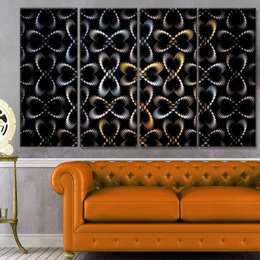 Yellow Pattern of Butterflies, Abstract Canvas Art Print, 48"x28", 4 Panels