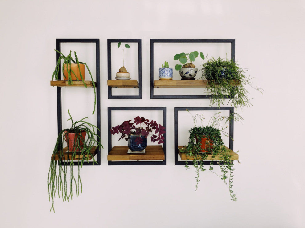 D-Bodhi 10" Wide Metal Frame 2-Tiered Wall Shelf