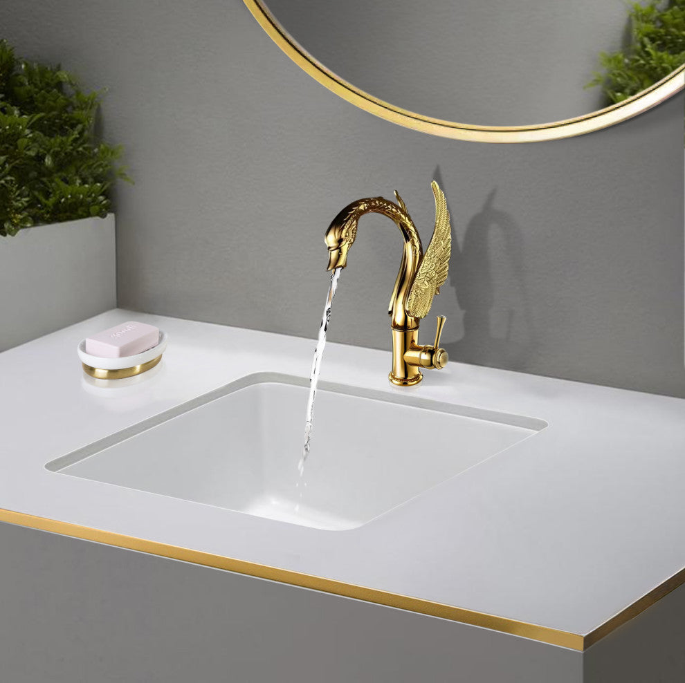 Gold Swan Faucet Set, Lavatory Faucet