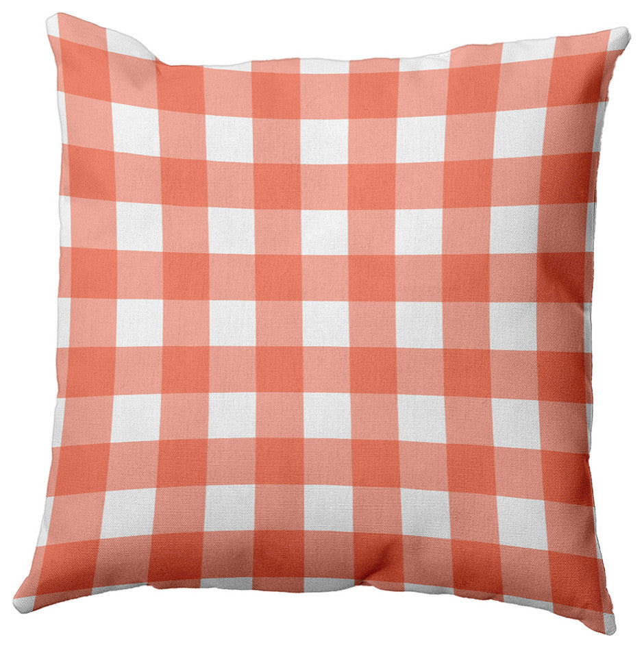 Gingham Plaid Accent Pillow, Harvest Orange, 20"x20"