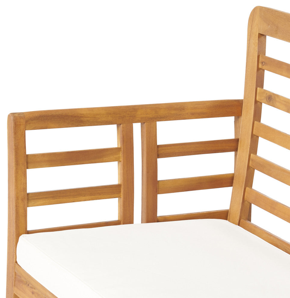 GDF Studio 4-Piece Louis Outdoor Solid Wood Chat With Cushions Set