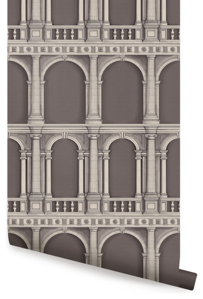 Classic Architecture Peel and Stick Vinyl Wallpaper , Brown, 24"w X 60"h