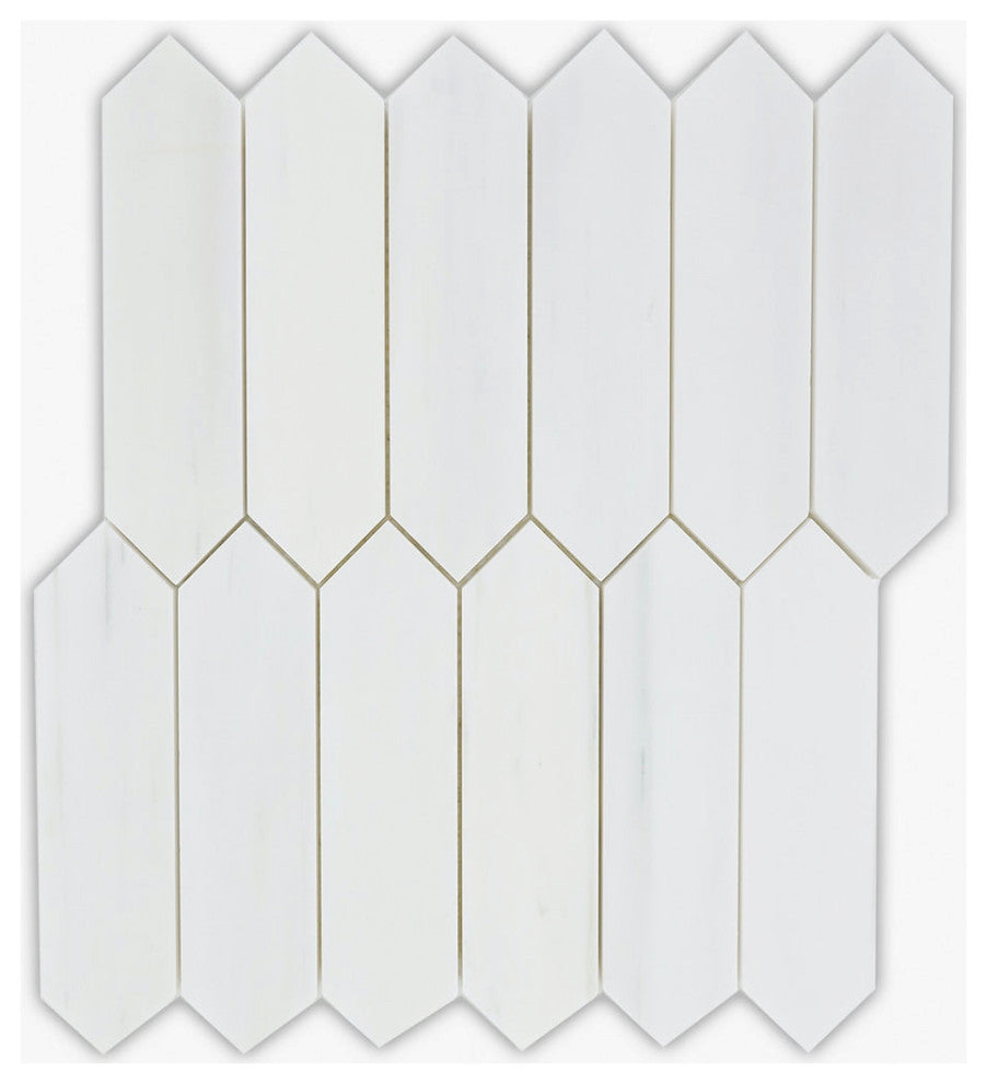 Bianco Dolomiti Honed 2x8 Picket Marble Mosaic