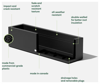Veradek Block Series Trough 36" Planter, Black