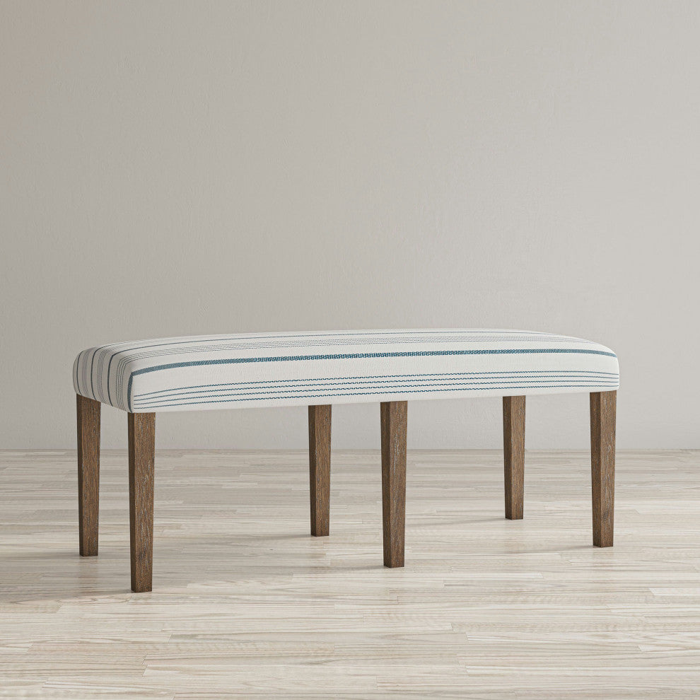 Eastern Tides Coastal Wire-Brushed Acacia 46" Upholstered Dining Bench