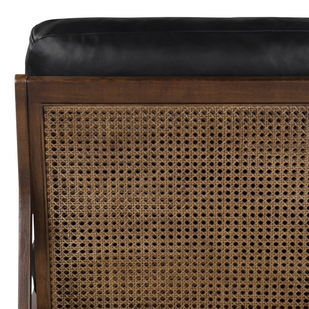 Metro Carmelo Genuine Leather Accent Chair, Walnut/Black Genuine Leather