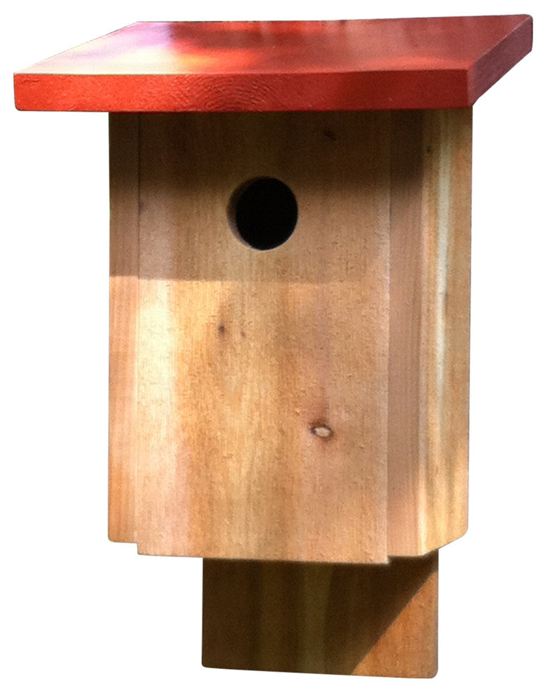 Bird House With Slant Roof, Red
