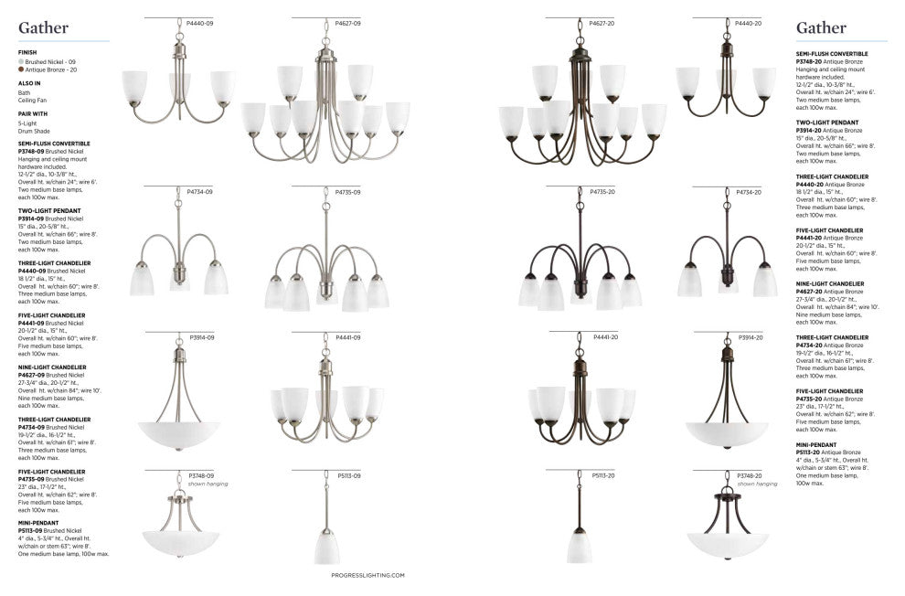 Gather 2-Light Semi-Flush Convertible Light, Antique Bronze