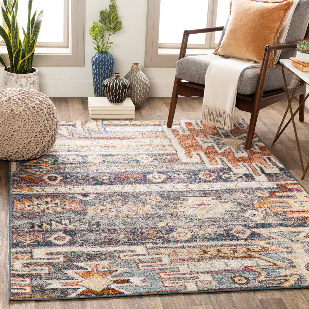New Mexico NWM-2310 Rustic Colorful/Blue 7'10"x10'3" Area Rug