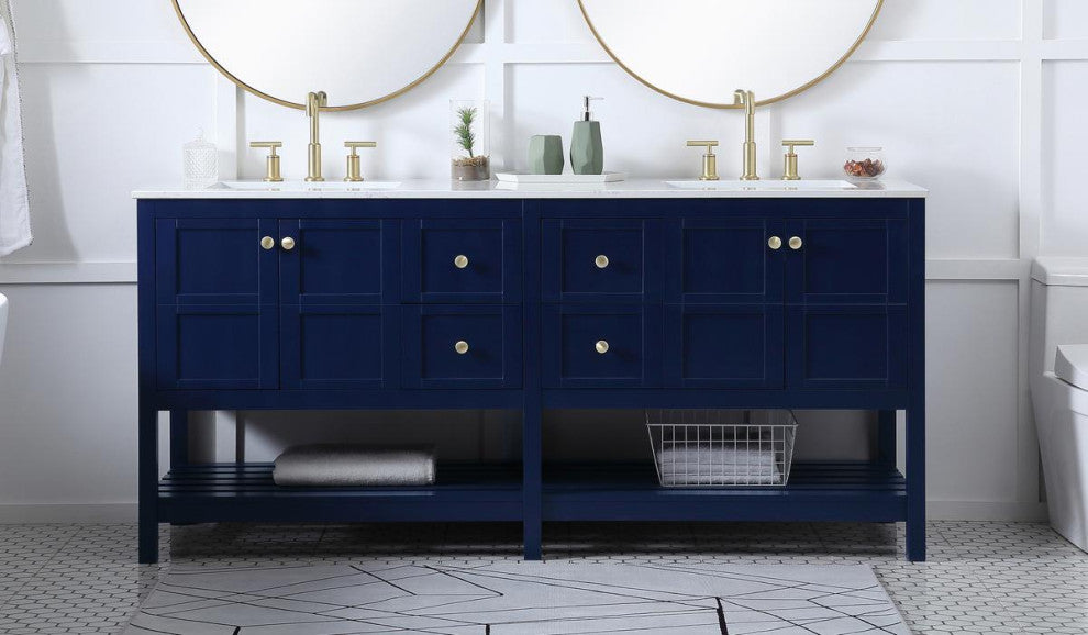 Blue 72" Double Sink Bathroom Vanity