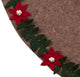 Handmade Felt Christmas Tree Skirt, Poinsettia Border on Gray, 60"