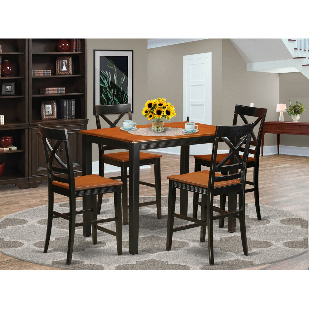 5 Pc Counter Height Dining Room Set -Pub Dining Table And 4 Dining Chairs