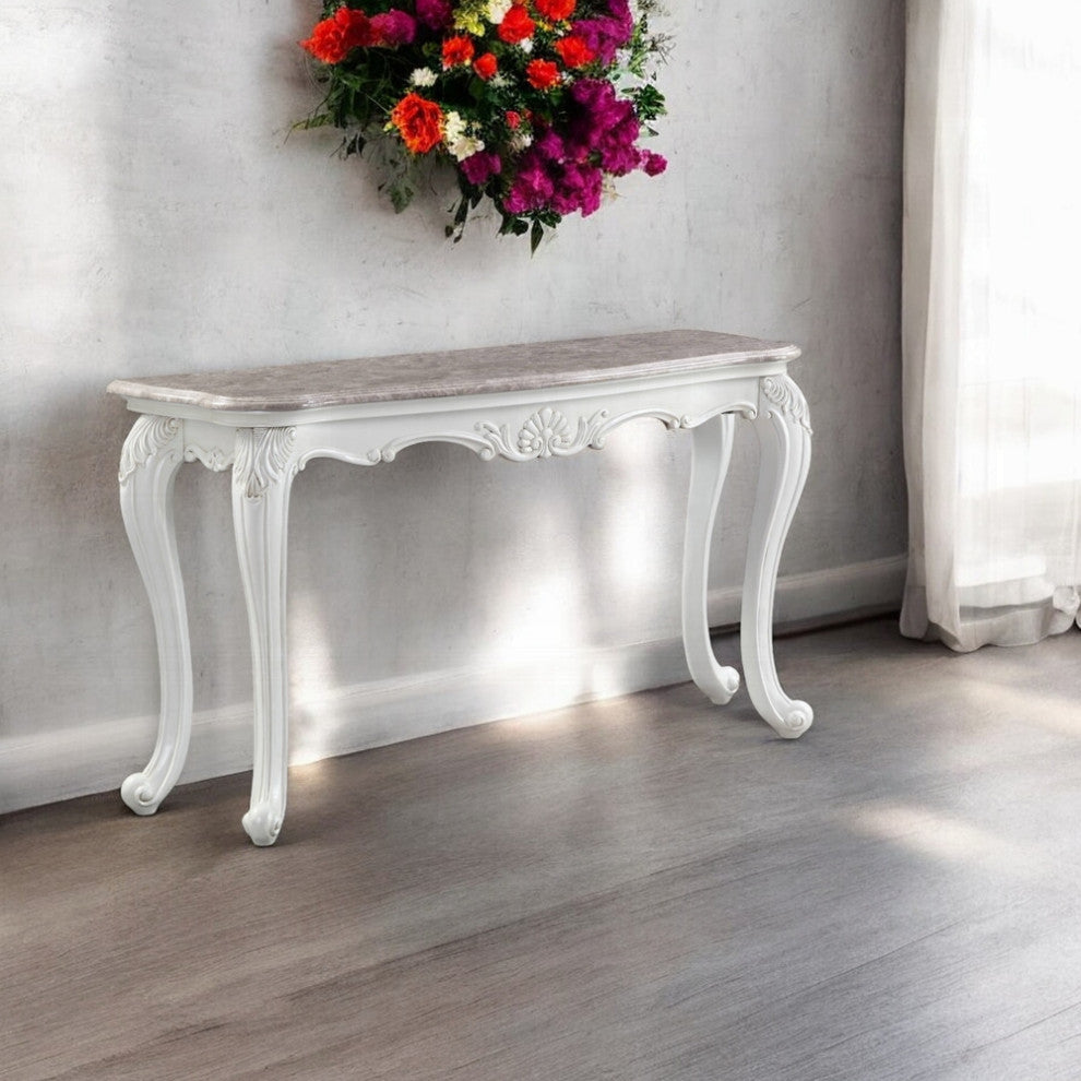 Ciddrenar Sofa Table, Marble Top and White
