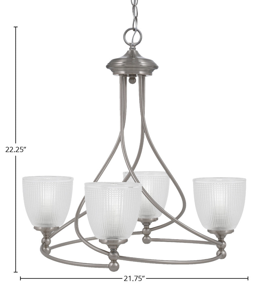Capri 4-Light Chandelier, Brushed Nickel/Clear Ribbed