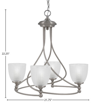Capri 4-Light Chandelier, Brushed Nickel/Clear Ribbed