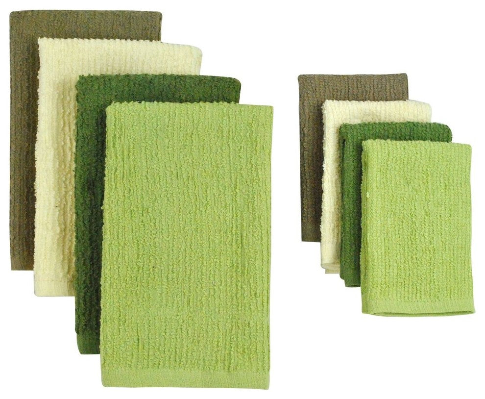 Natural Terry Bar Mop Dishtowels and Dishcloths Set