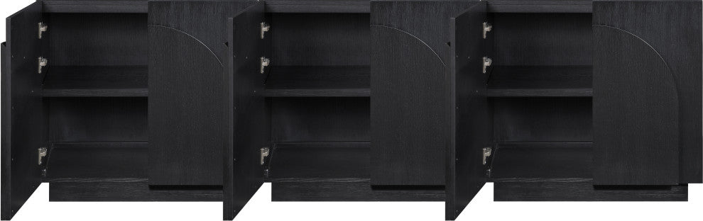 Navona Oak Veneer Sideboards / Buffet, Black, 3pc